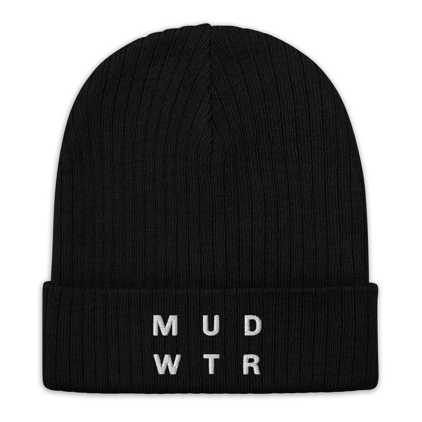 mud-wtr-beanie-g5 ribbed-knit-beanie-black-front-6478f6ebce026.png
