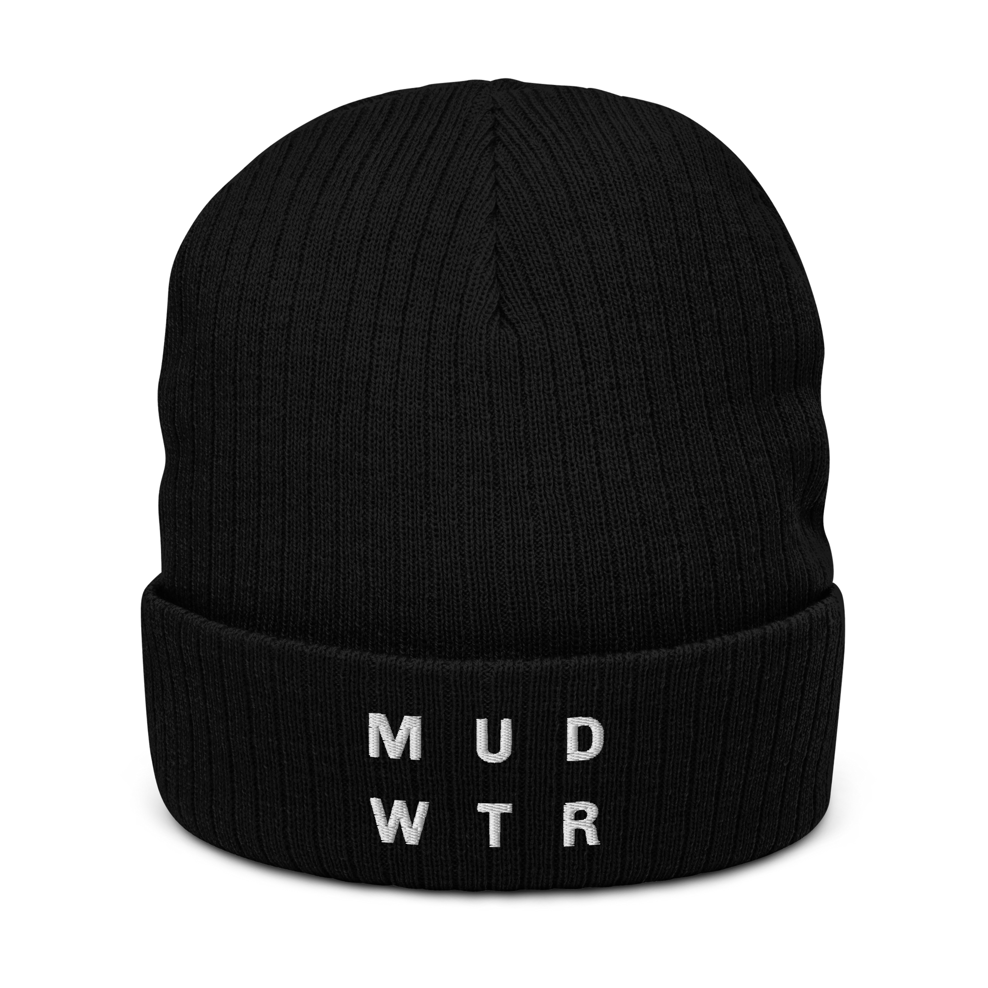 mud-wtr-beanie-g5 ribbed-knit-beanie-black-front-6478f6ebce068.png